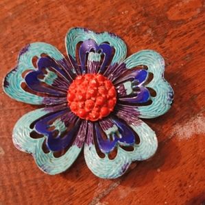 Trifari Vintage Enameled Flower